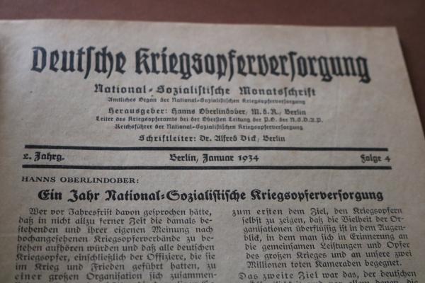 altes Heft - Deutsche Kriegsopferversorgung 1934